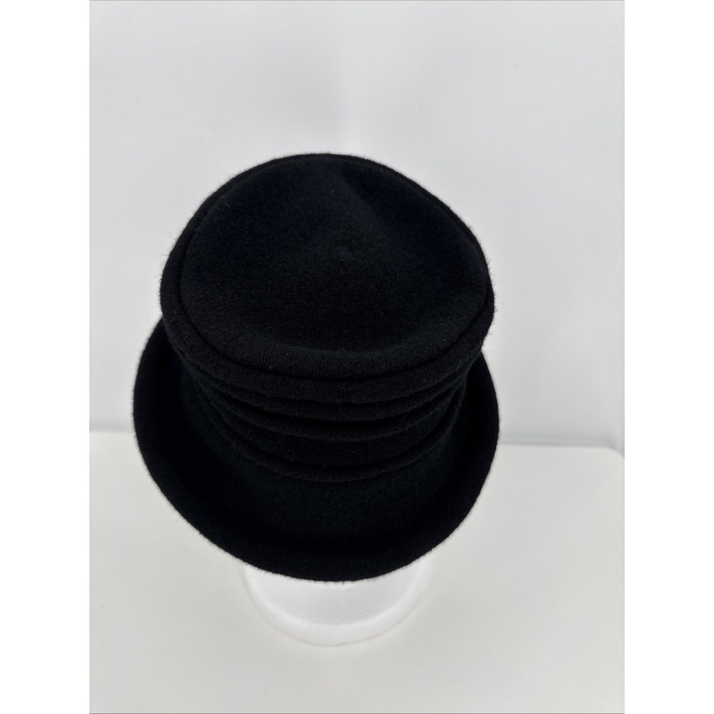 Scala Collezione 100% Wool Packable Hat Black Cloche Rolled Brim One Size - Picture 3 of 7